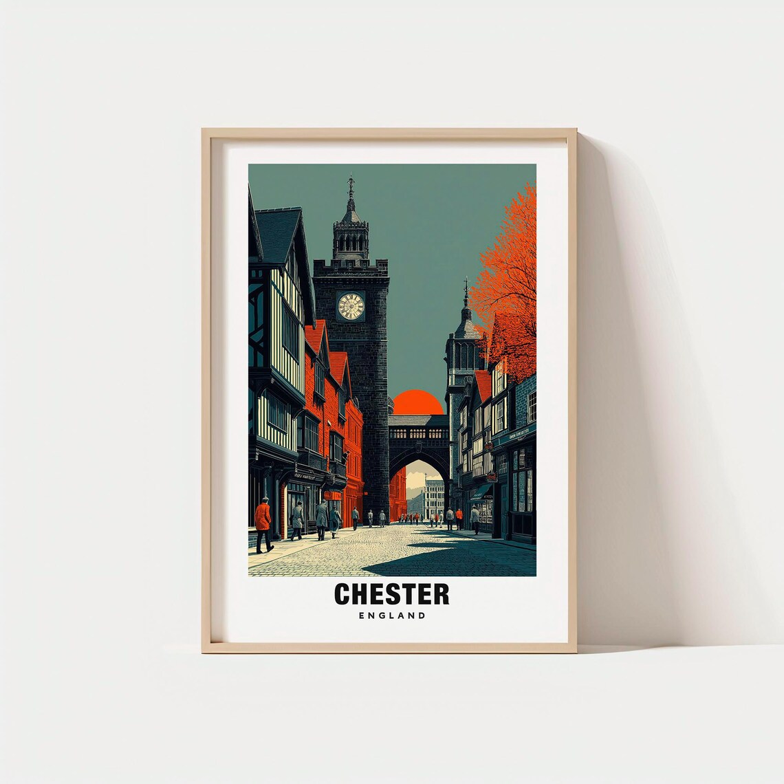 Chester Print England Poster City Views Travel Art Historic Charm Roman Walls Scenic Beauty Riverfront Escape English Heritage