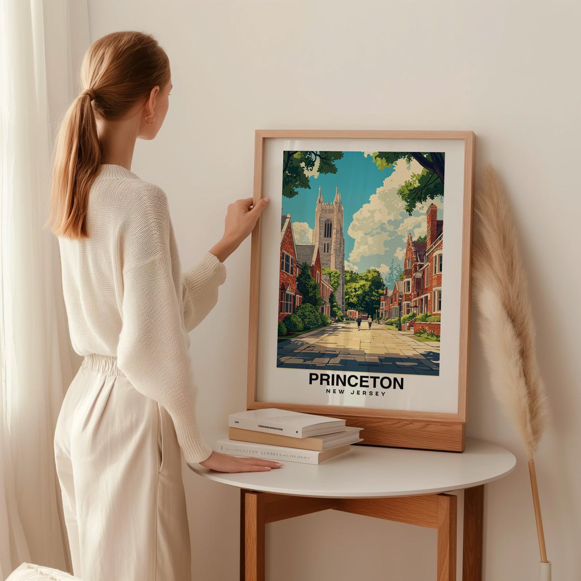 Princeton Town Print Travel Poster New Jersey Art Historic Charm Nassau Hall Ivy League Scenic Views Cultural Hub College Town Vibe - Image 2