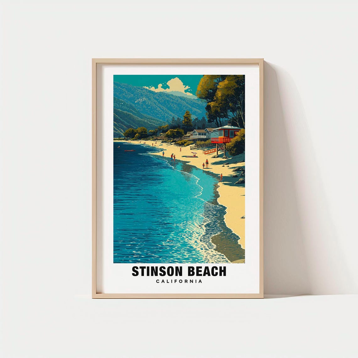 Stinson Beach California Sandy Crescent Lifeguard Tower View Poster
