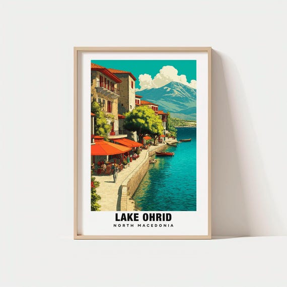 Lake Ohrid Print North Macedonia Poster Views Art Balkan Charm Beauty Scenic Landscape Cultural Heritage