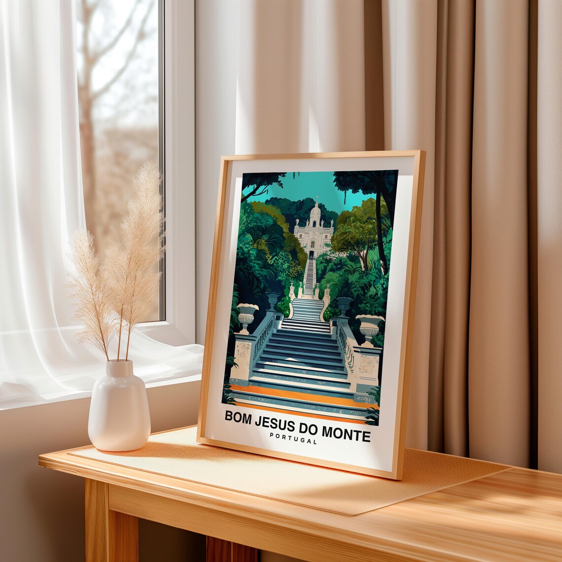 Bom Jesus do Monte Portugal Grand Baroque Staircase Travel Poster - Image 3