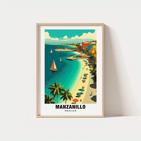 Manzanillo Print Mexico Poster Travel Art Coastal Scene Port Views Beach Escape Scenic Landscape Ocean Charm Colima