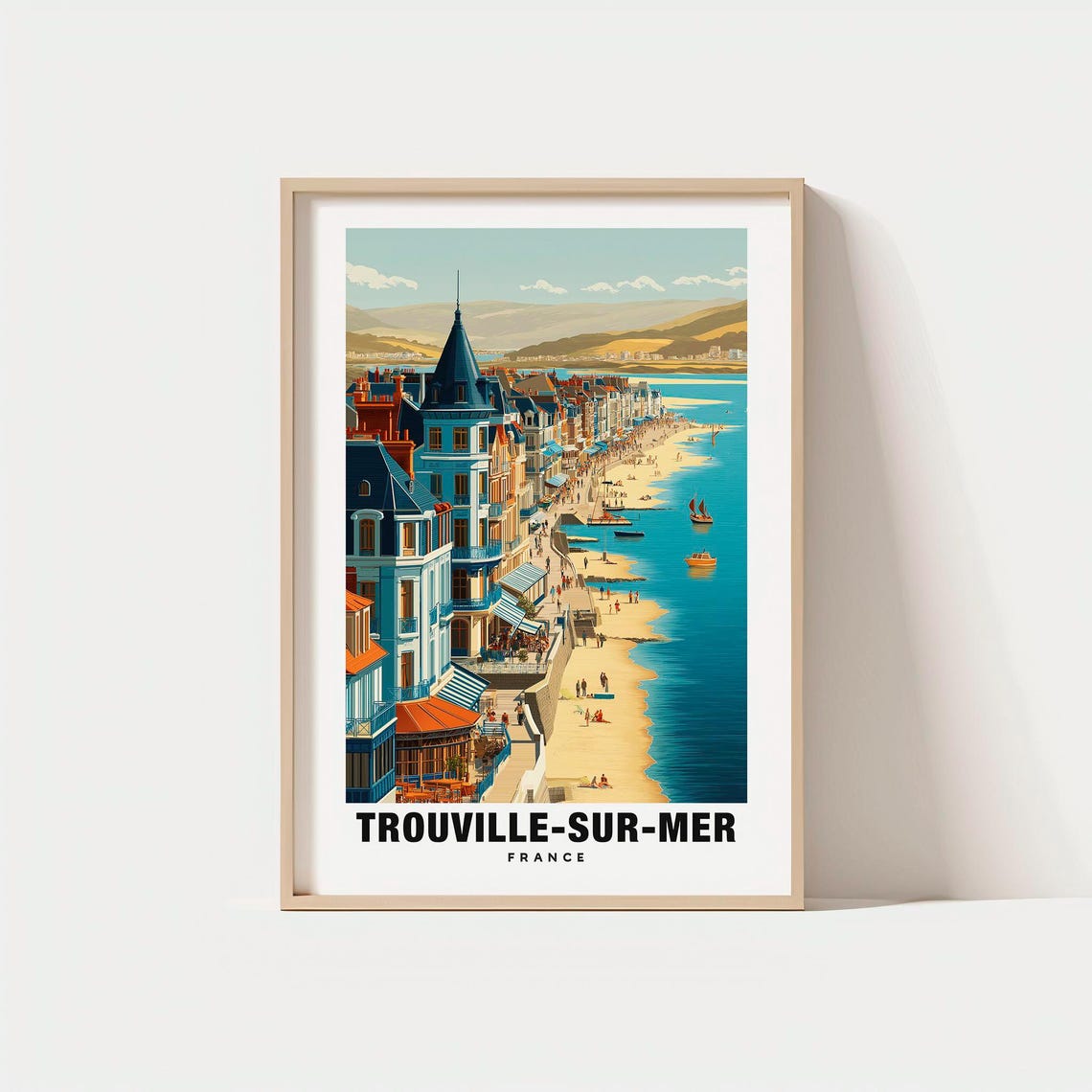 Trouvillesurmer Print France Poster Coastal Views Travel Art Beach Charm Seaside Beauty French Riviera Historic Streetsfrance