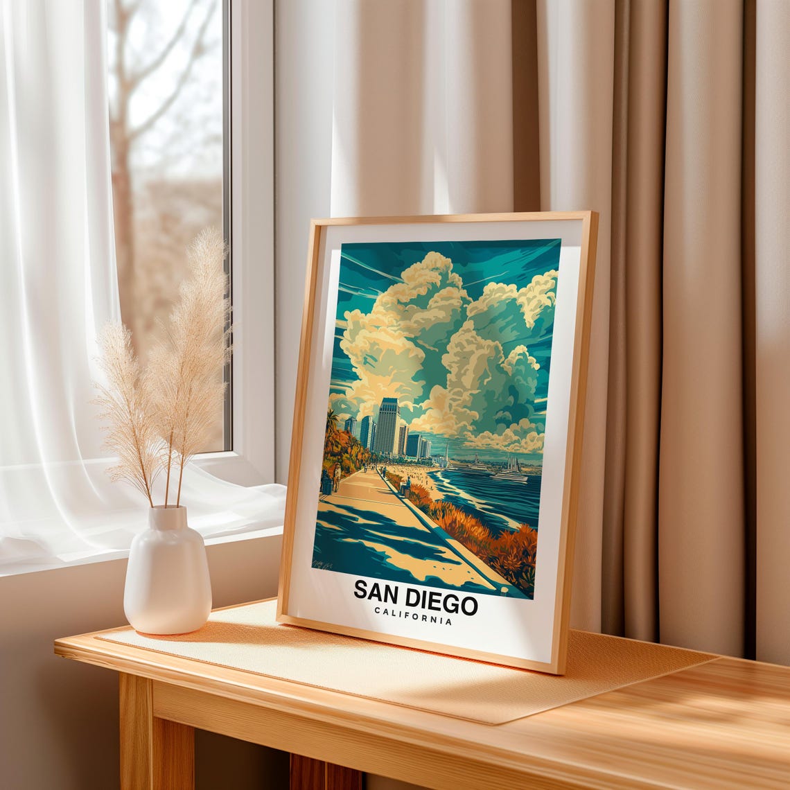 San Diego Print California Poster Travel Wall Art Cityscape Print Usa Poster Coastal Art Beach Decor Scenic Print Travel Poster - Image 3