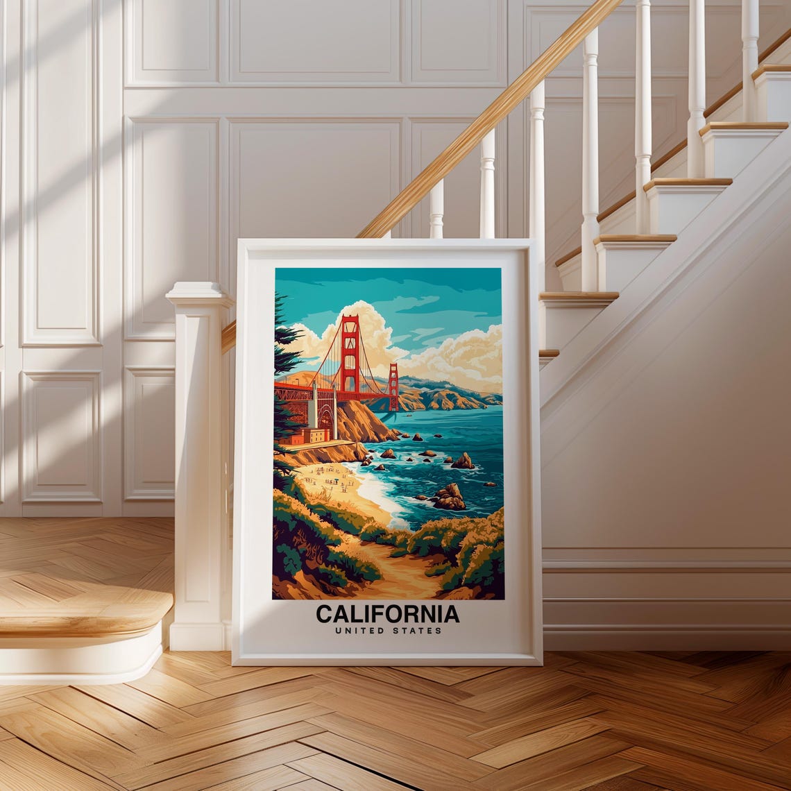 California Usa Travel Print Wall Art California Usa City Print Positano Usa Travel Gift California America Poster