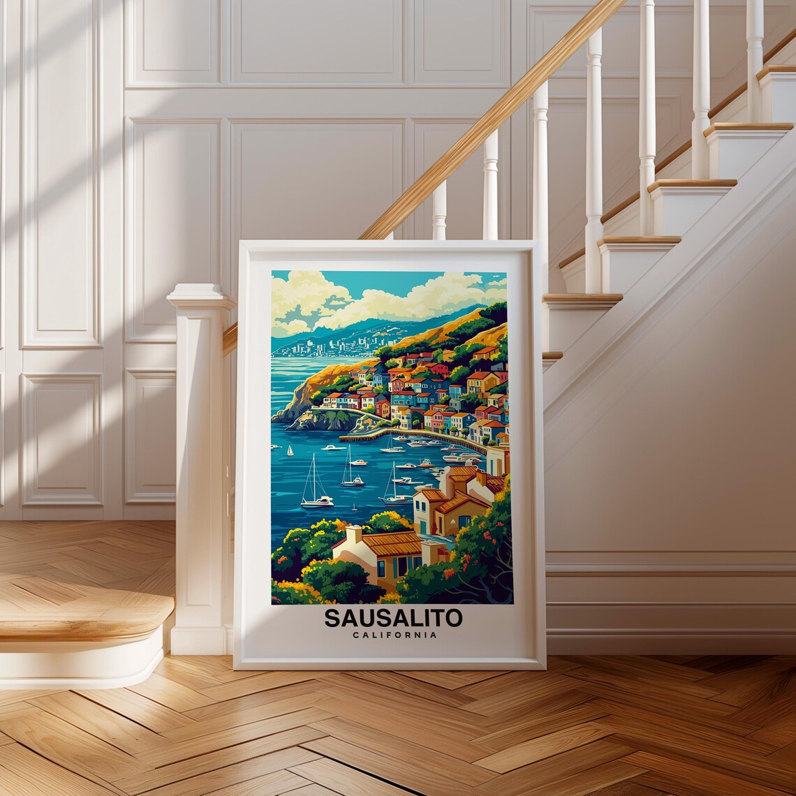 Sausalito Print California Poster Travel Wall Art Coastal Print Usa Poster Scenic Art Bay Area Decor Travel Poster