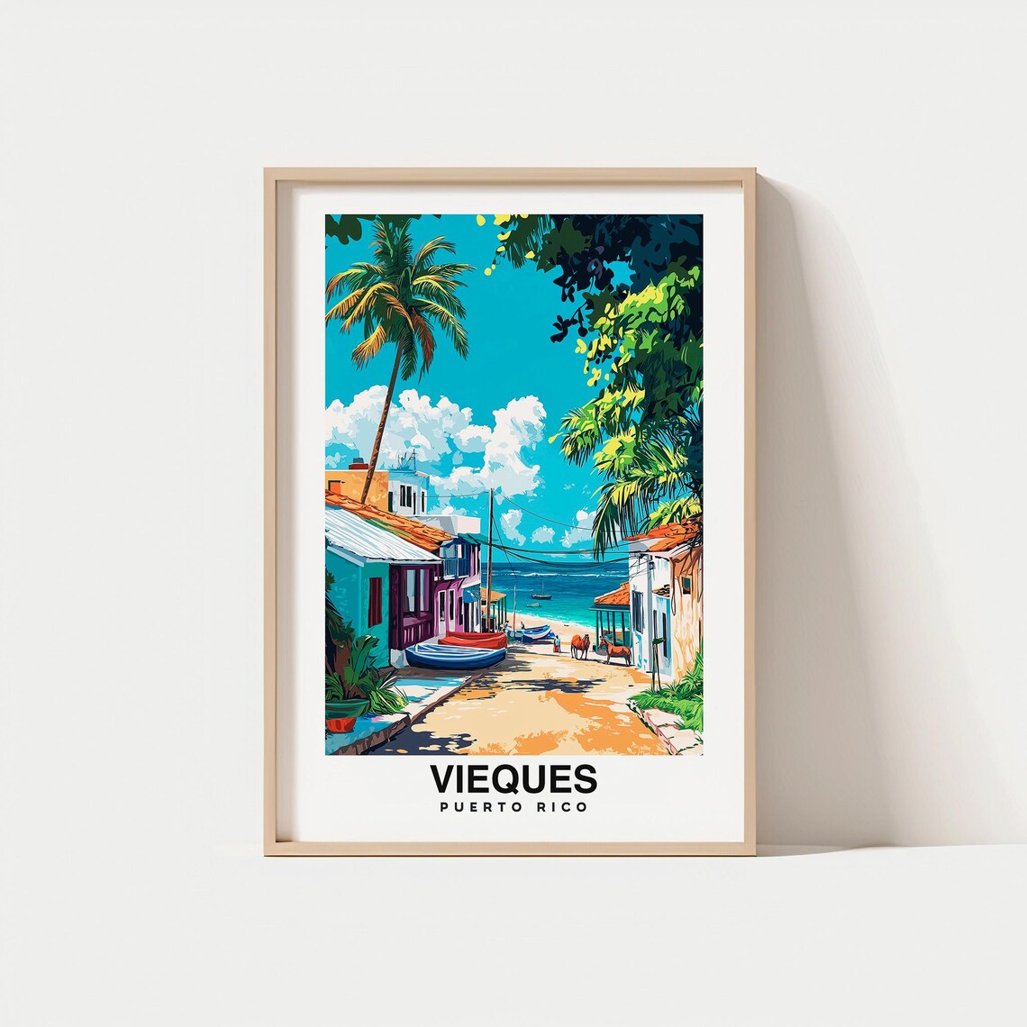 Vieques City Print Vieques Travel Poster Puerto Rico Travel Gift Vieques Puerto Rico Poster Vieques Gift Caribbean