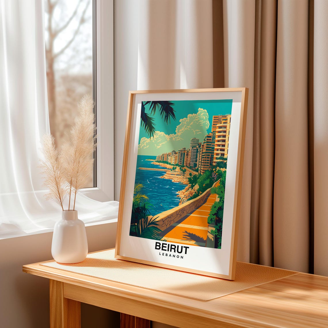 Beirut Travel Poster Lebanon Cityscape Art Travel Inspired Home Decor Beirut Landmark Illustration Lebanon Travel Poster Beirut Poster - Image 3