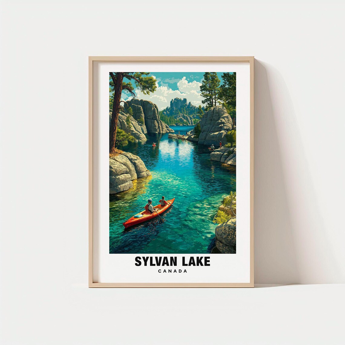 Sylvan Lake Canada Kayak Rocky Inlet Turquoise Water Alberta Poster