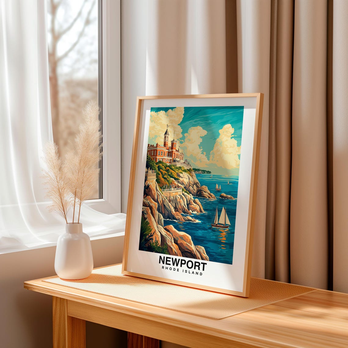 Newport Print Usa Poster Travel Wall Art Scenic View Coastal Landscape Historic Mansions Ocean Drive Rhode Island Charm Travel Art - Image 3