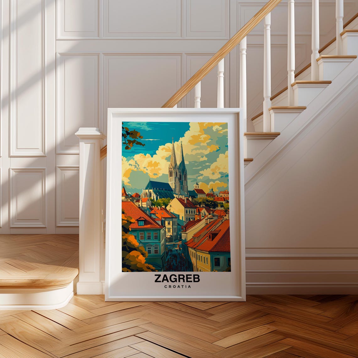 Zagreb Print Croatia Poster Travel Wall Art Cityscape Print Scenic Art Historic Decor European Landscape Travel Poster