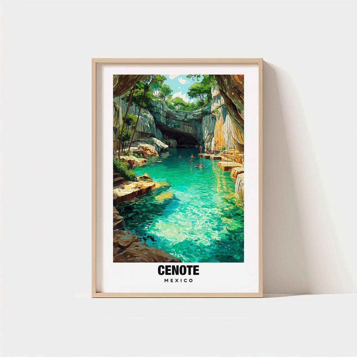 Cenote Mexico Crystal Cave Pool Jungle Sinkhole Swimming Poster