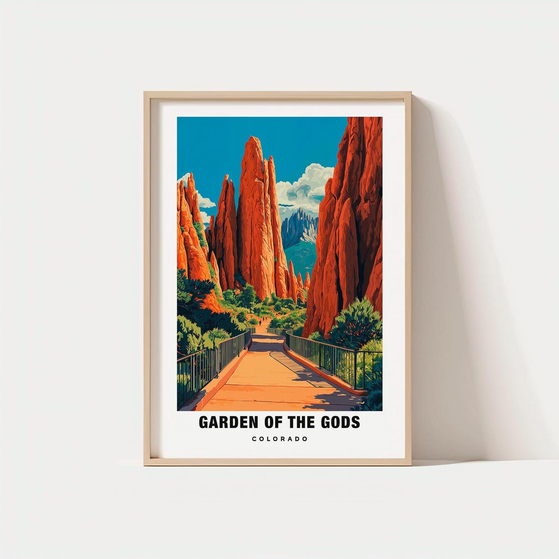 Garden Of The Gods Print Colorado Poster Scenic Views Travel Art Red Rock Formations Nature Escape Mountain Backdrop Outdoor Beauty