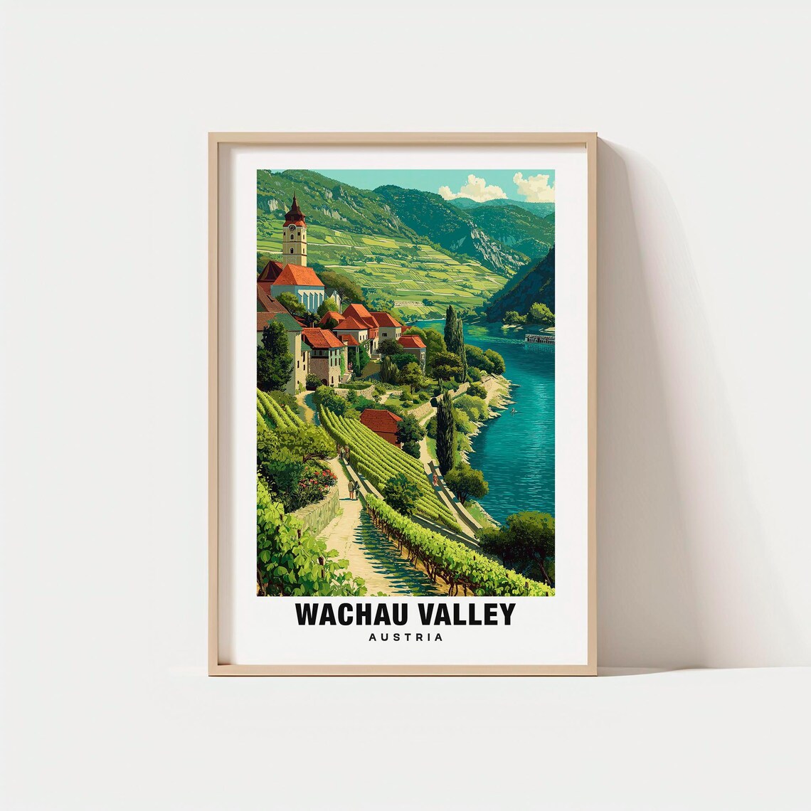 Wachau Valley Austria Vineyard River Scenic Travel Art Poster
