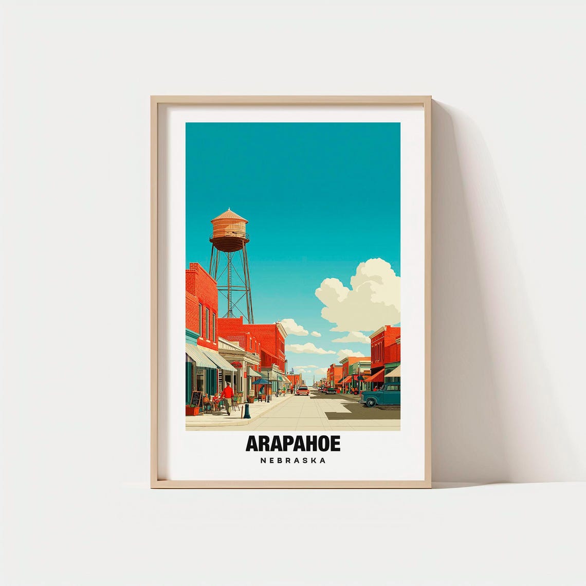 Arapahoe Nebraska Small Town Main Street Water Tower Americana Poster