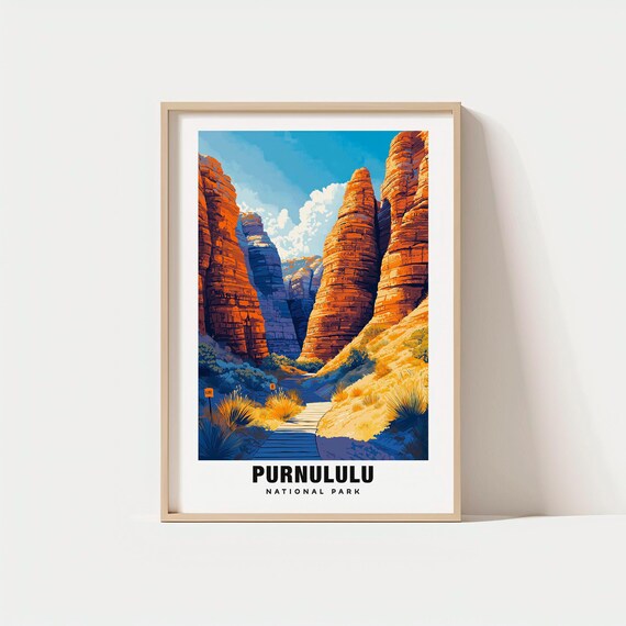 Purnululu National Park Travel Poster Striped Rock Domes Bungle Bungles