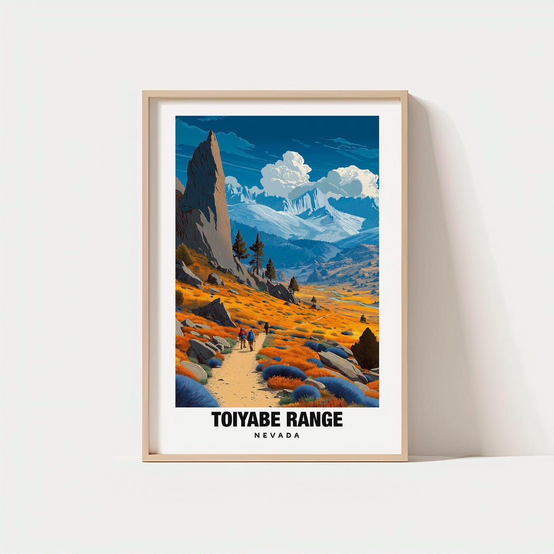 Toiyabe Range Nevada Autumn Mountain Trail Vintage Travel Poster