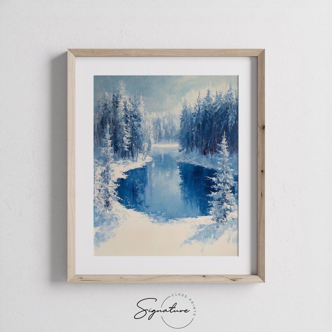 Vivid Frosted Spruce Forest Near Frozen Lake Christmas Art Poster - Image 2