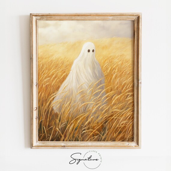 Ethereal White Ghost Golden Wheat Field Soft Autumn Light Poster
