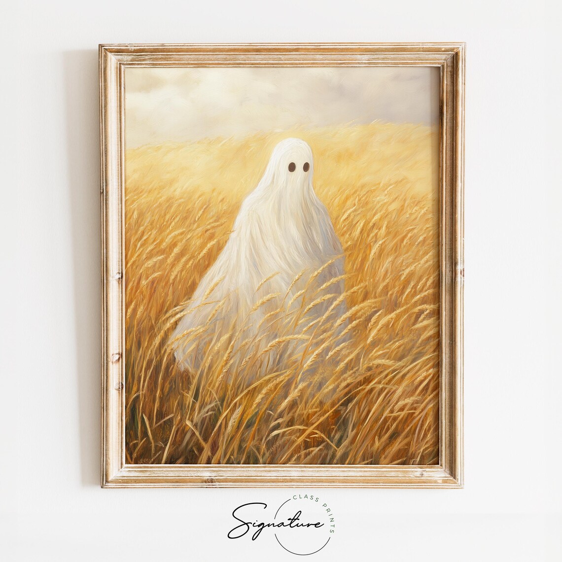 Ethereal White Ghost Golden Wheat Field Soft Autumn Light Poster