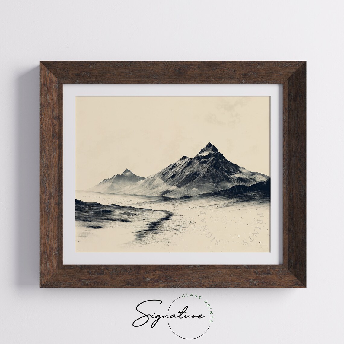 Minimalist Black and Cream Mountain Peaks Serene Landscape Poster - Image 5