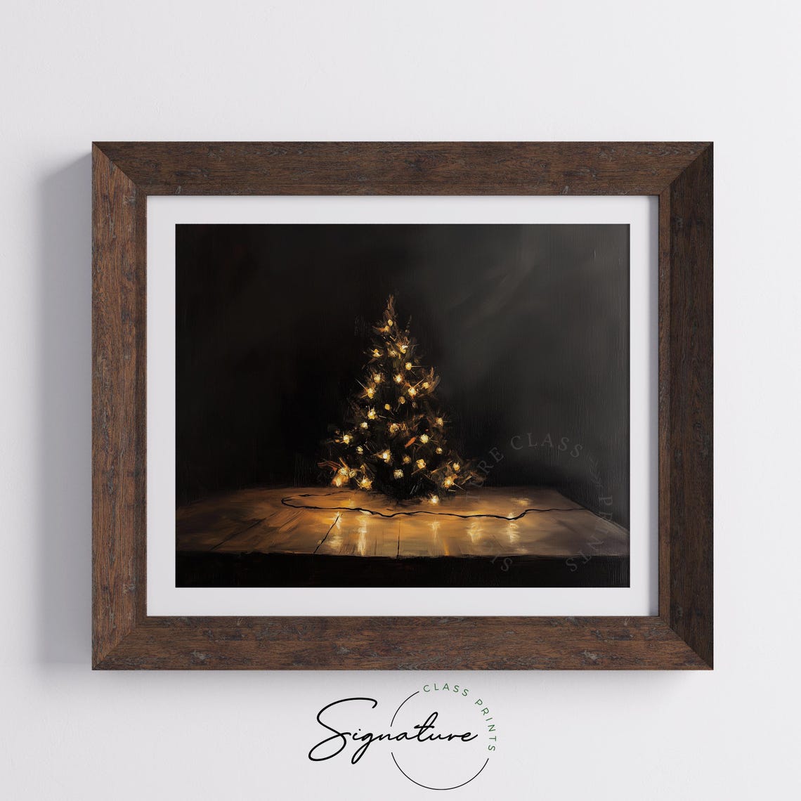 Small Glowing Christmas Tree With Warm Lights in a Dark Room Poster - Image 5
