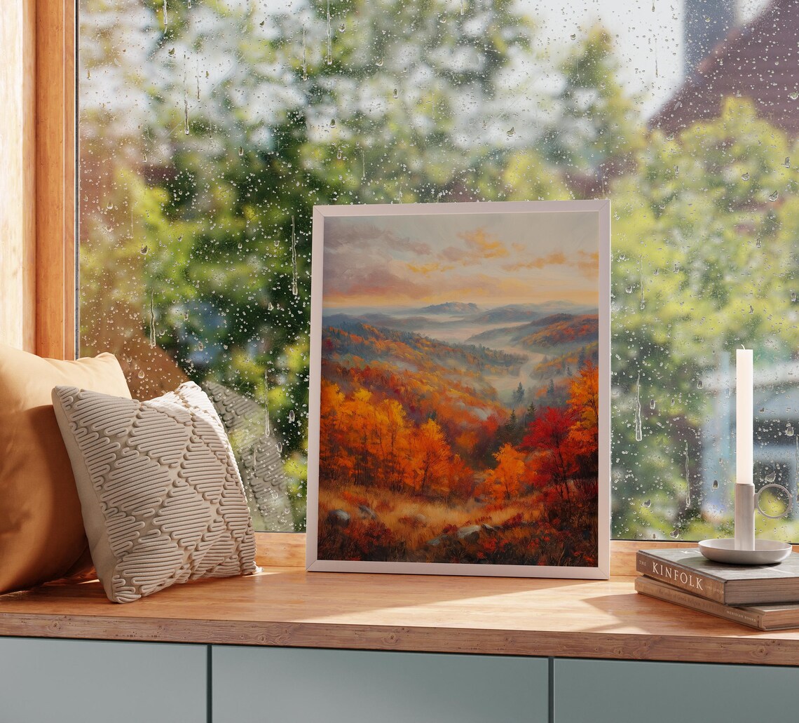 Autumn Mountain Landscape Vintage Fall Poster - Image 2