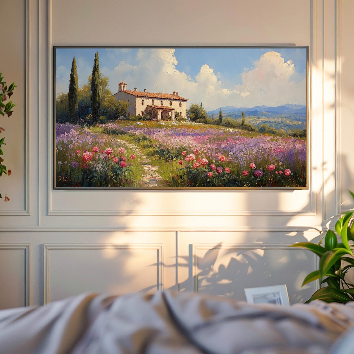 Italian Villa Flower Meadow Cypress Trees Countryside Landscape Poster - Image 6