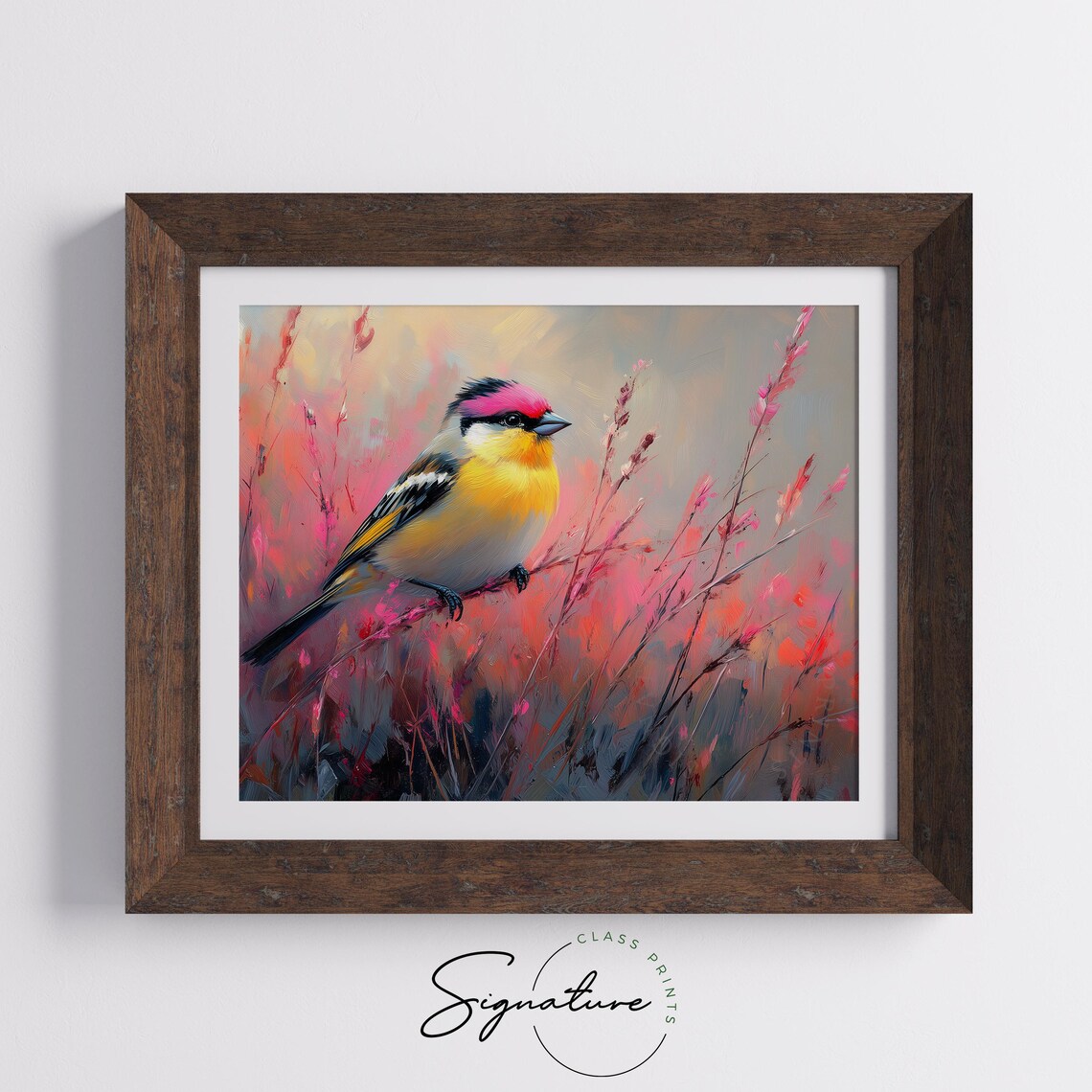 Colorful Songbird Resting Among Tall Grasses In Warm Pastel Light Poster - Image 5