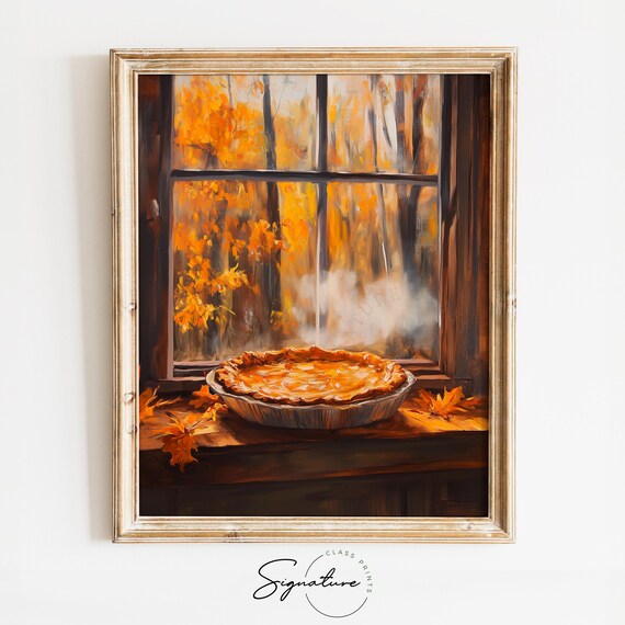 Fresh Baked Pie Cooling On Windowsill Autumn Window View Poster