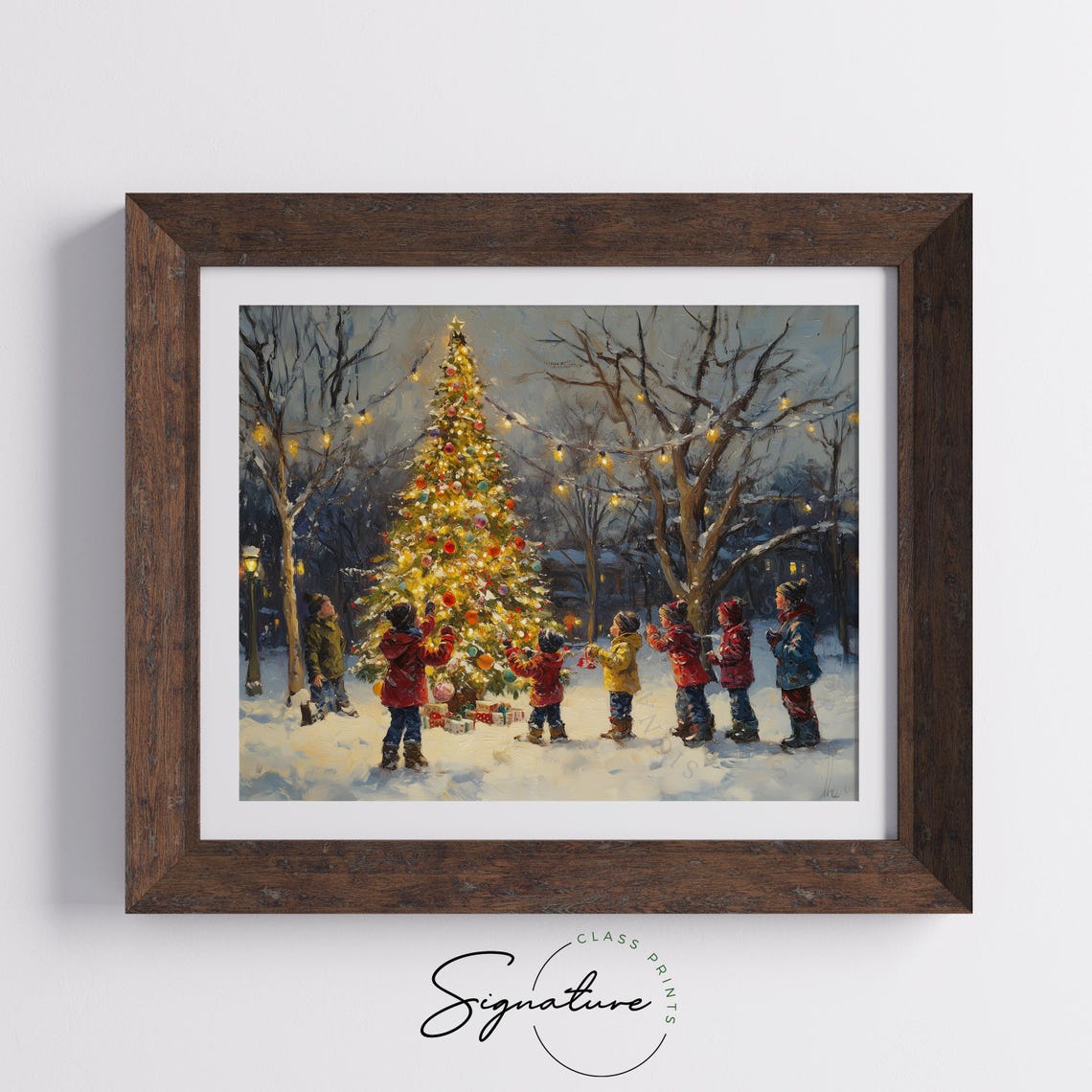 Seven Children Decorating a Big Outdoor Christmas Tree in Snow Poster - Image 5