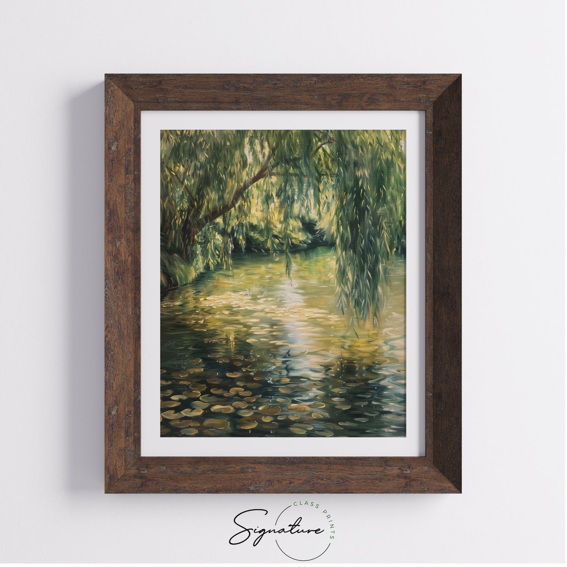 Weeping Willow Over Quiet Pond With Lily Pads Painting Poster - Image 4
