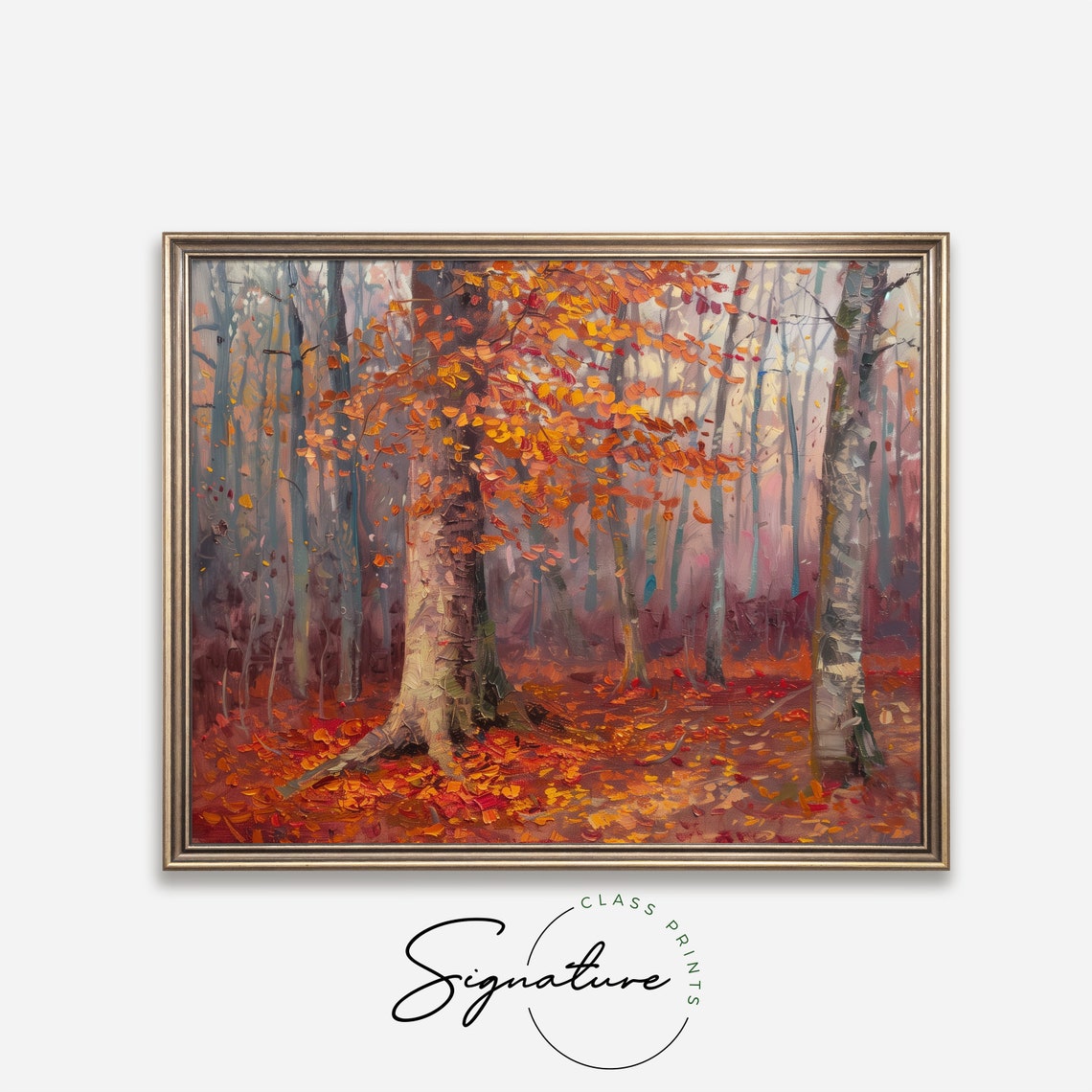 Autumn Beech Tree Misty Forest Rich Fall Colors Rustic Nature Poster - Image 4
