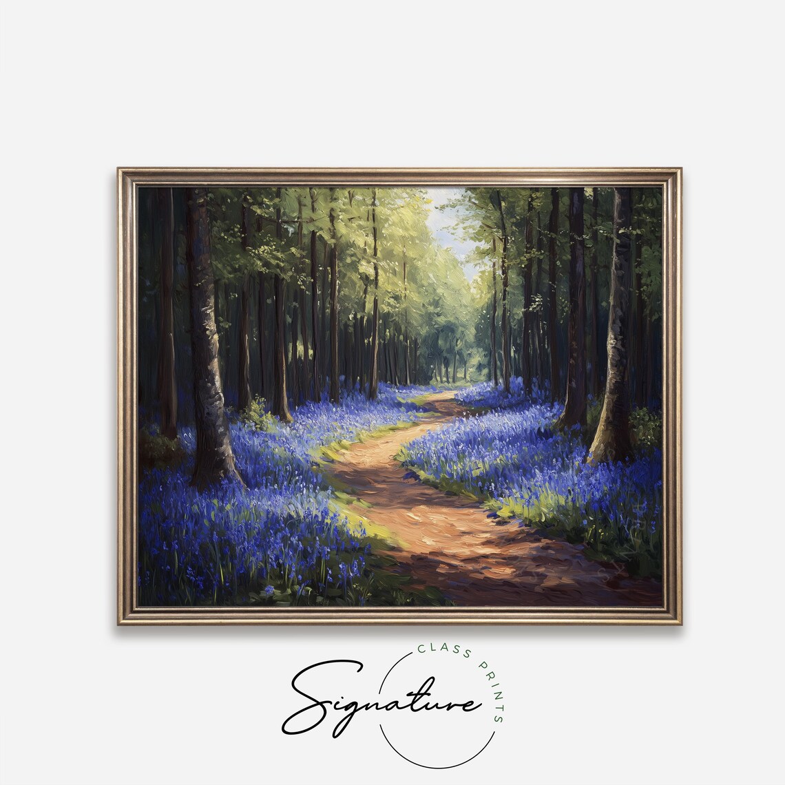 Autumn Bluebell Forest Path Earthy Moody Woodland Walk Art Poster - Image 4