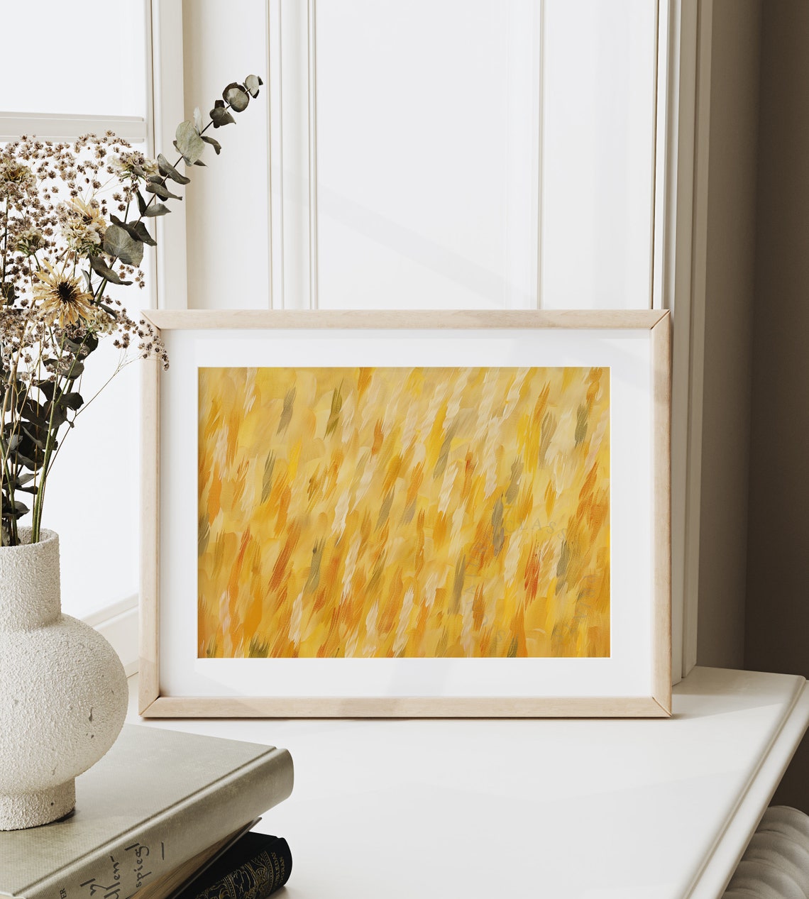 Golden Wheat Field Abstract Brushstroke Minimalist Art Poster - Image 6