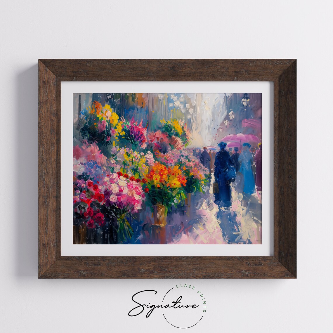 Colorful Flower Market Street Impressionist Oil Painting Poster - Image 5
