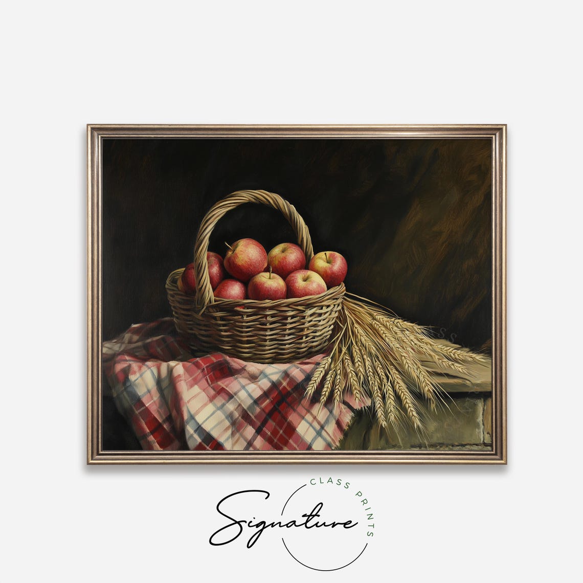 Vintage Basket Of Red Apples Rustic Fall Harvest Still Life Poster - Image 4