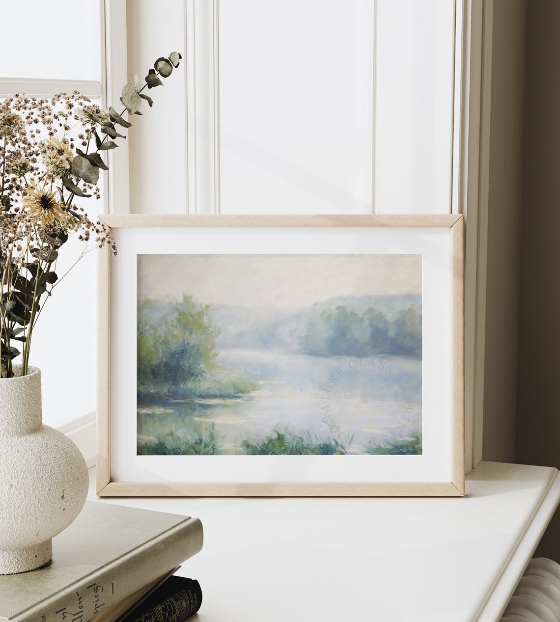 Misty Lake Oil Painting Soft Pastel Impressionist Waterscape Poster - Image 6