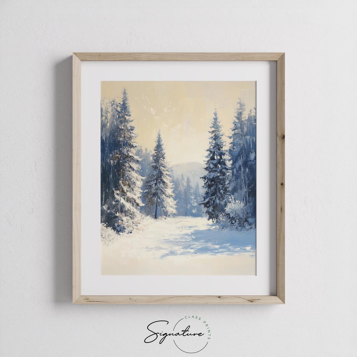 Snow Covered Fir Trees In Winter Landscape Rustic Art Poster - Image 2