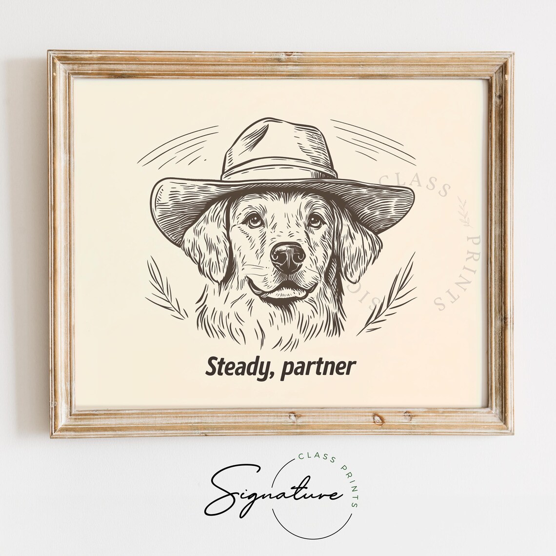 Steady Partner Quote Dog In Cowboy Hat Rustic Line Art Western Poster
