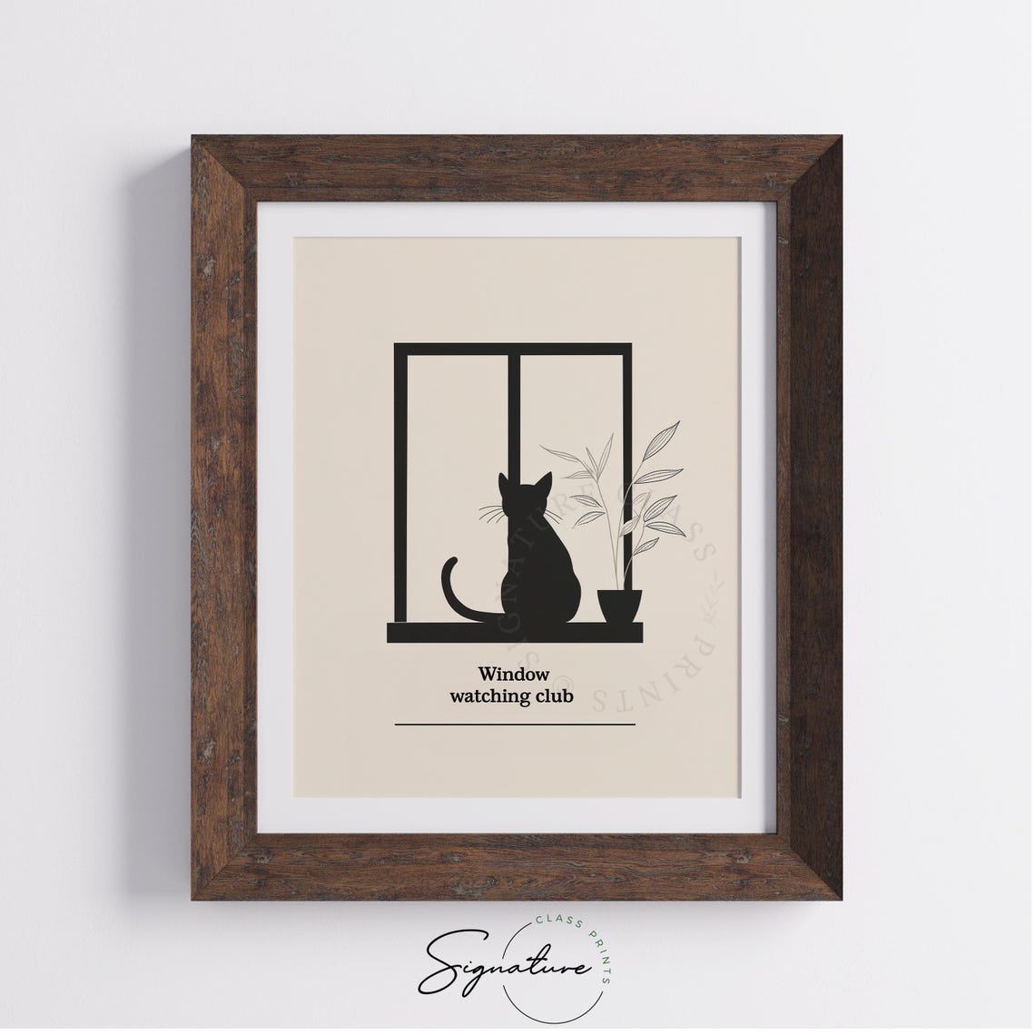 Window Watching Club Minimalist Black Cat Silhouette Line Wall Art - Image 4