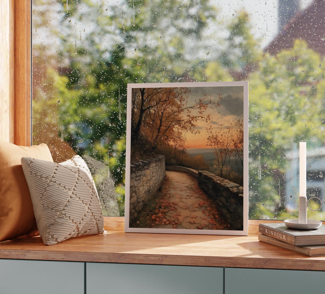 Stone Pathway Overlooking Hills Autumn Sunset Fall Landscape Poster - Image 5