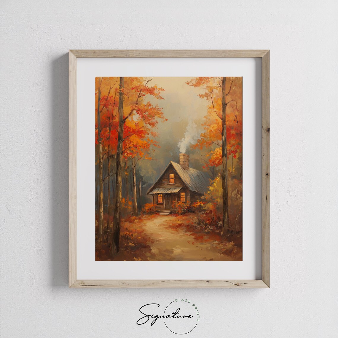 Cozy Cabin Autumn Woods Smoky Chimney Warm Fall Windows Poster - Image 3