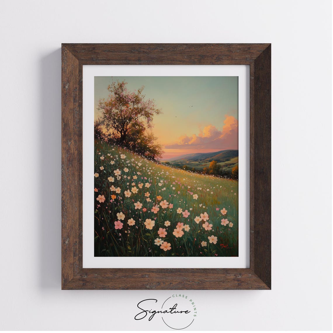 Blooming Wildflower Meadow At Sunset Over Rolling Hills Wall Art - Image 3