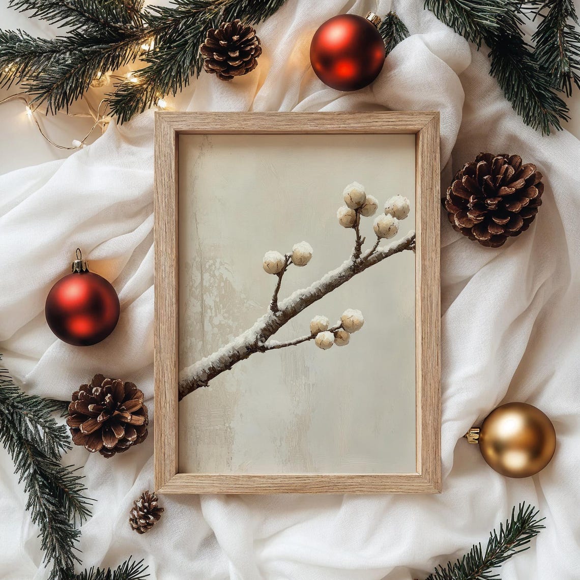 Frosty Birch Branch With Snowy Buds Minimalist Winter Poster - Image 4