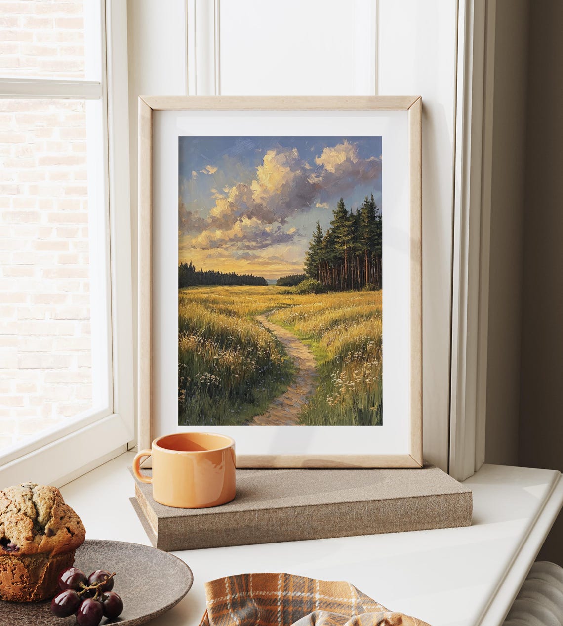 Broad Meadow Path With Golden Evening Glow Pine Forest Sunset Poster - Image 6