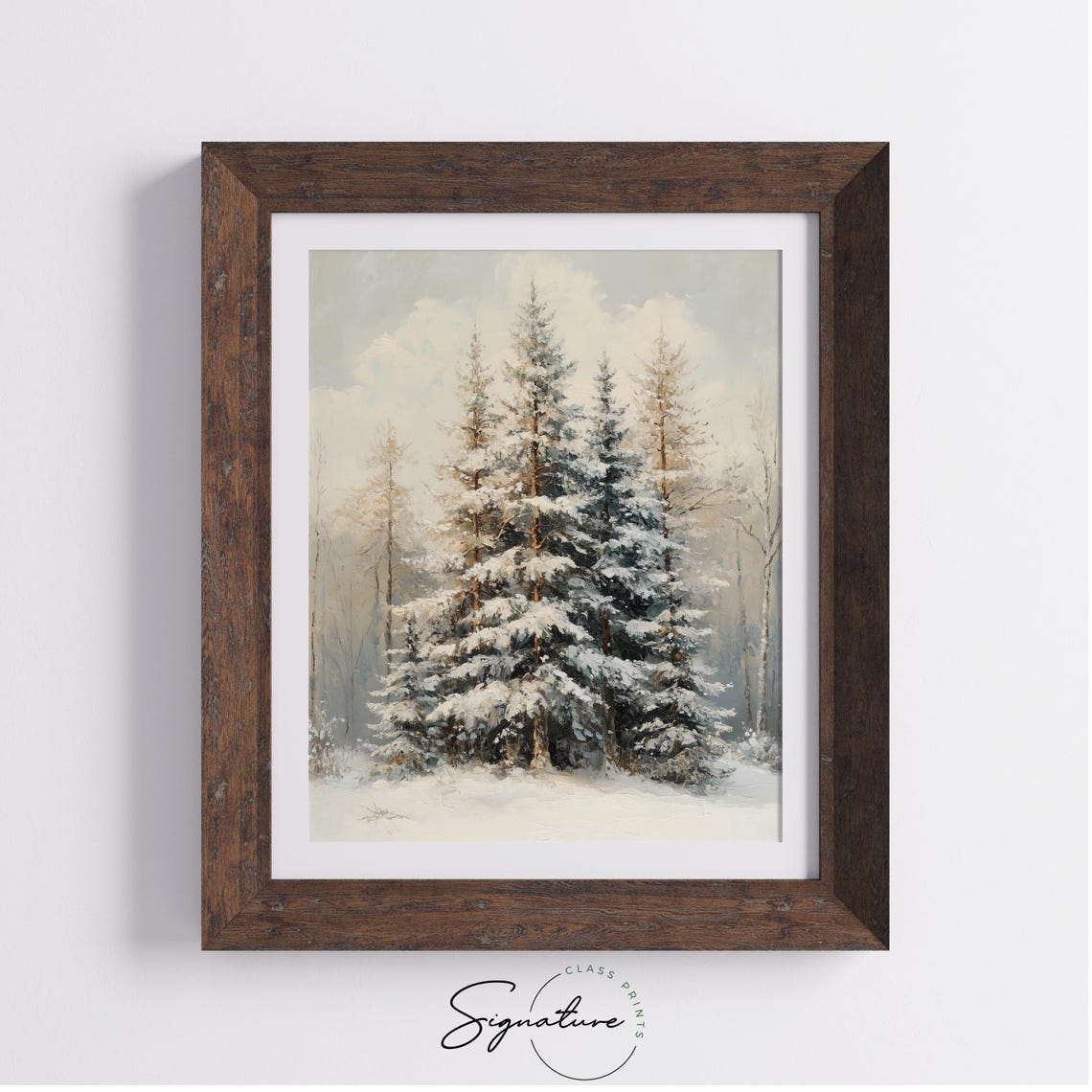 Tranquil Frosty Pine Trees In Overlapping Layers Winter Art Poster - Image 3