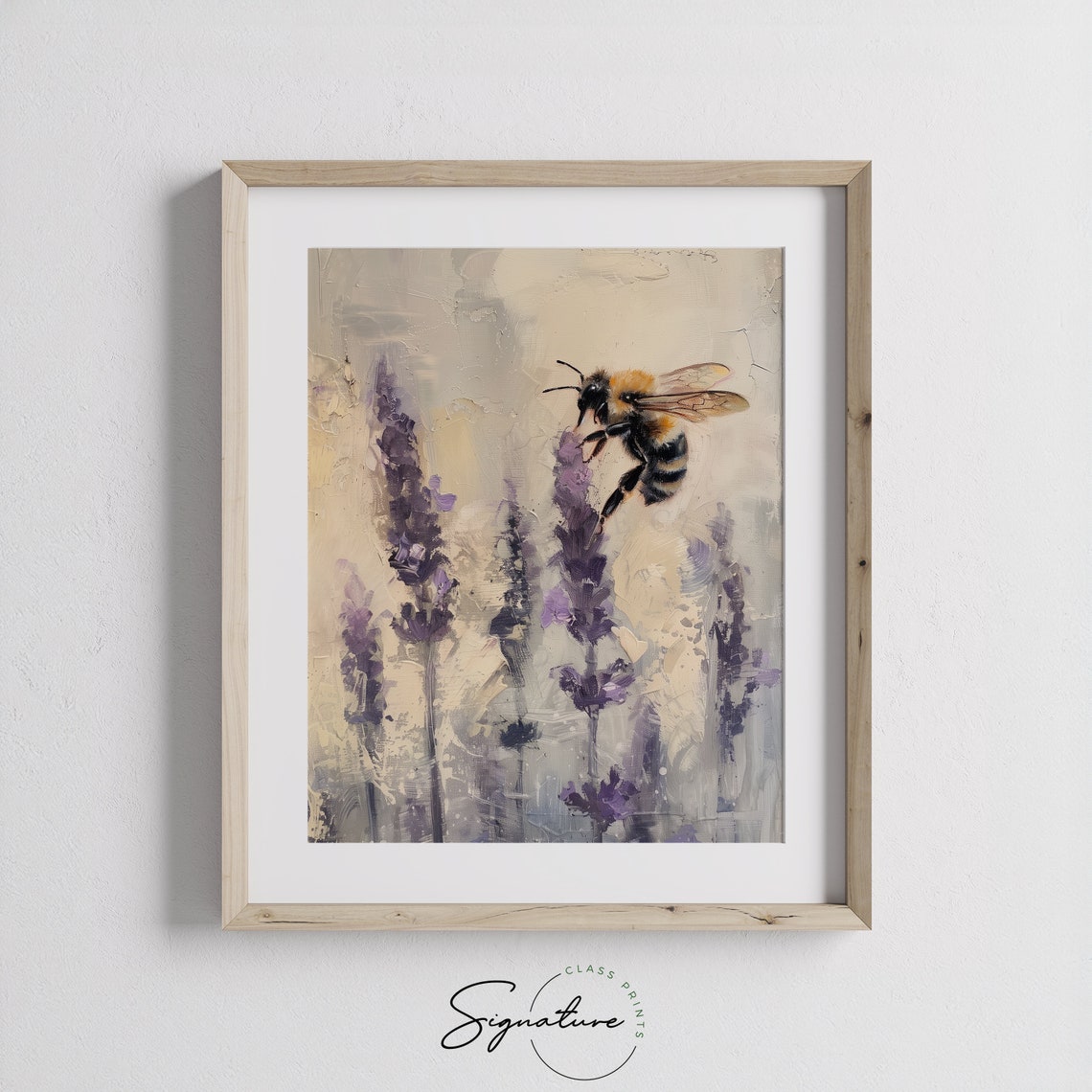 Bumblebee On Lavender Flowers Botanical Insect Painting Poster - Image 3