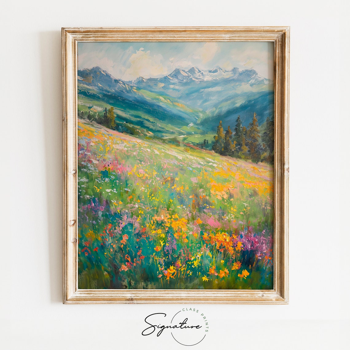 Springtime Wildflower Hillside Sweeping Up To Mountain Vista Poster