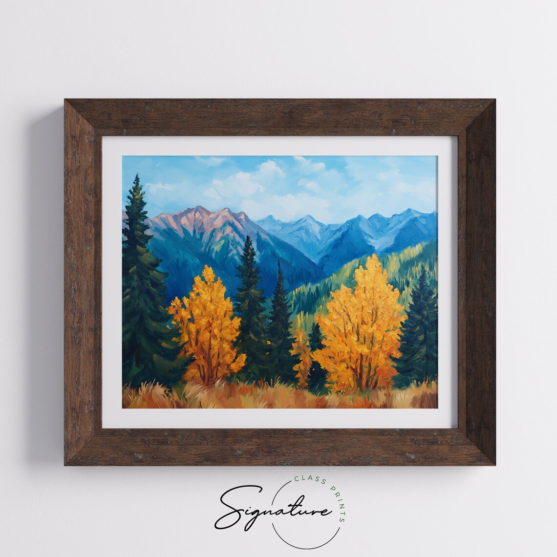 Autumn Forest Mountain View Painting Golden Aspen Fall Landscape Poster - Image 5
